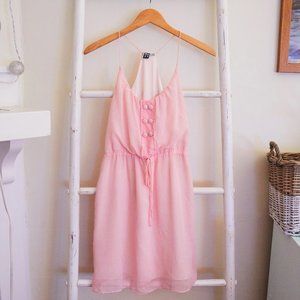 Roxy Pink and White Buttoned Strappy Sundress
